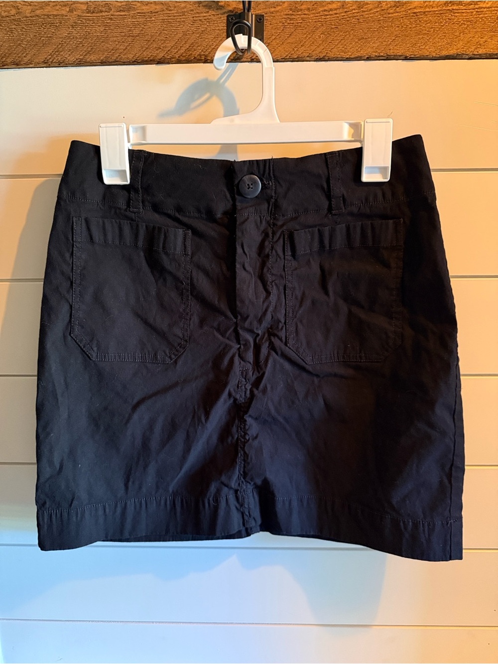 Maeve Colette Black Mini Skirt with Front Patch Pockets